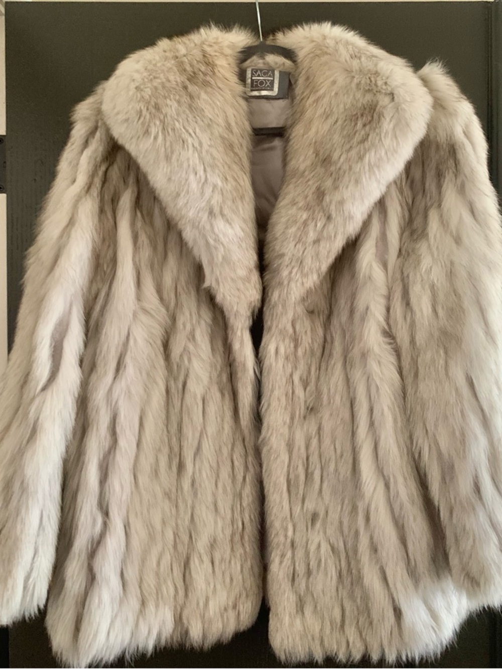 Saga blue Fox fur coat